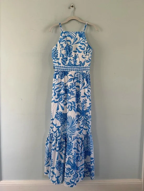 Lilly Pulitzer Charlese Resort White Glisten In The Sun Cotton Halter Maxi Dress - Picture 4 of 8